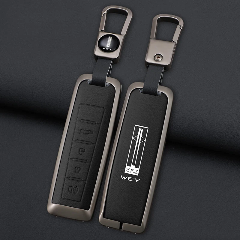 

Zinc Alloy Leather Car Key Fob Case Case for Wey Coffee 01 Tank Tank300 Key Case Car Key Fob Key Case