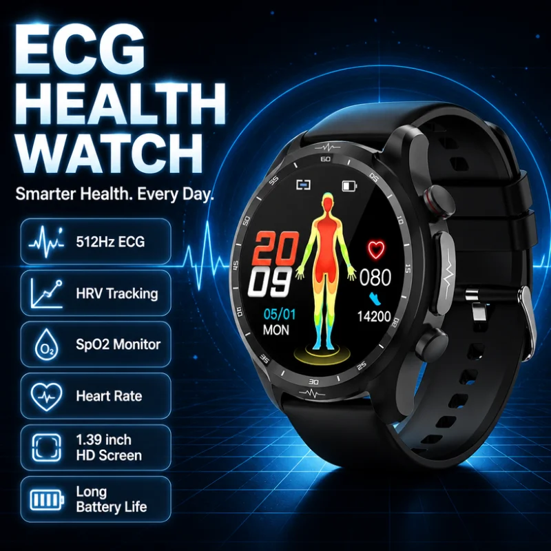 

2026 New ECG Health Smart Watch 1.39" HD Screen 360 * 360 with BT Call IP68 Waterproof Heart Rate Health Monitoring Smartwatch