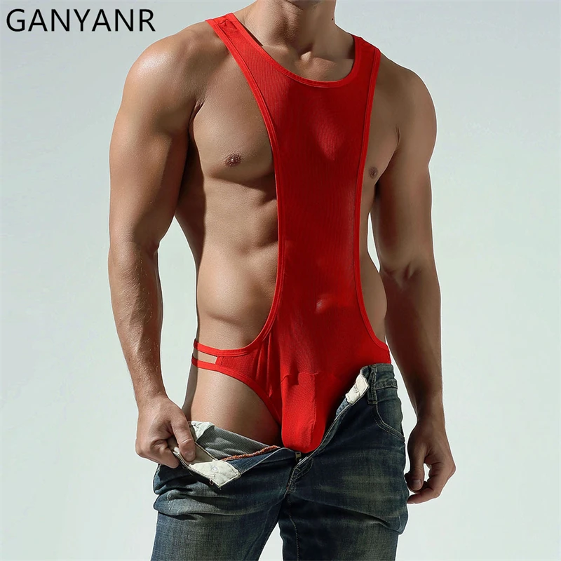 GANYANR Wrestling Singlet Men Sports Set Sweatsuit Tracksuit Boxing Sportswear Weight Training Suit Power Lifting Summer Fitness