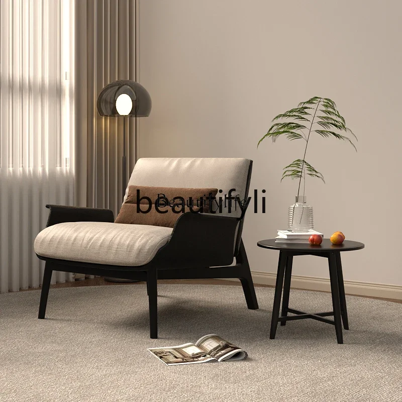 

pg45Leisure sofa chair solid wood fabric backrest lazy chair