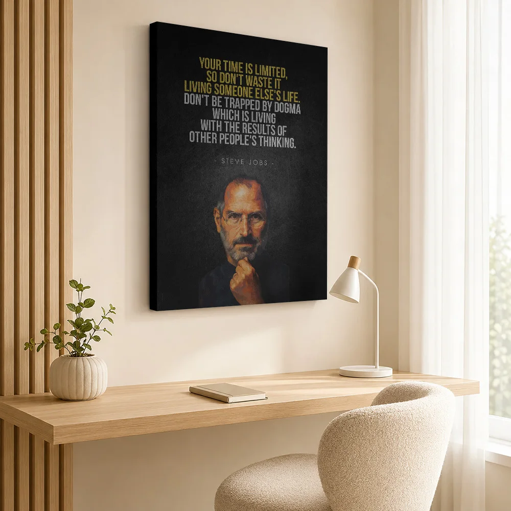 Steve Jobs Inspirational Quote Portrait Canvas Poster Customized Motivational Typography Wall Paintings Decoration for Bedroom