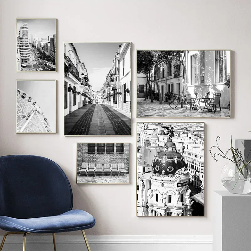 Madrid Spain Wall Art Poster Street Scenery Canvas Paintings on The Wall Posters and Prints for Living Room Home Decor Pictures