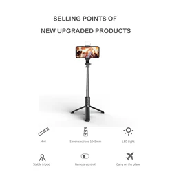 Cell Phone Selfie Stick Tripod with Wireless Bluetooth Remote Beauty Fill Light Extendable Phone Stand Live Streaming Video