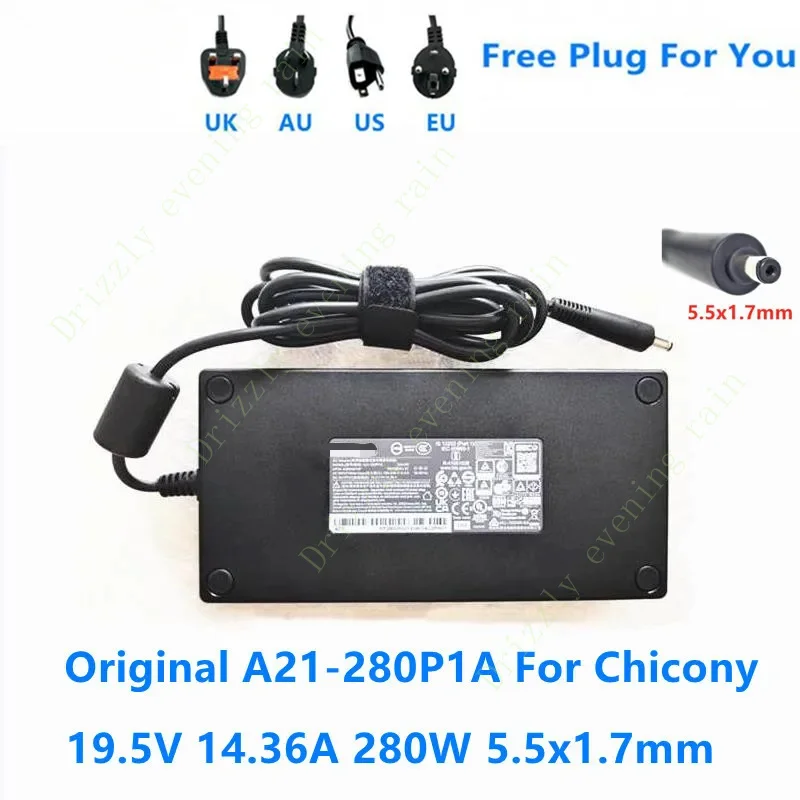 Original AC adapter charger for Acer 19.5v 14.36a 280W 5.5x1.7mm Chicony A21-280P1A a280a010p ADP-280DB B laptop power supply