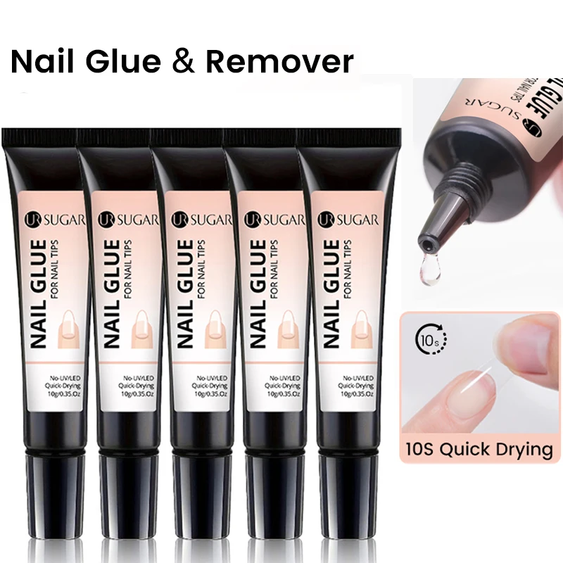 UR SUGAR-pegamento de uñas súper fuerte para puntas de uñas, sin lámpara curado, extensión rápida de larga duración, removedor de pegamento de diamantes de imitación para PressON Nai