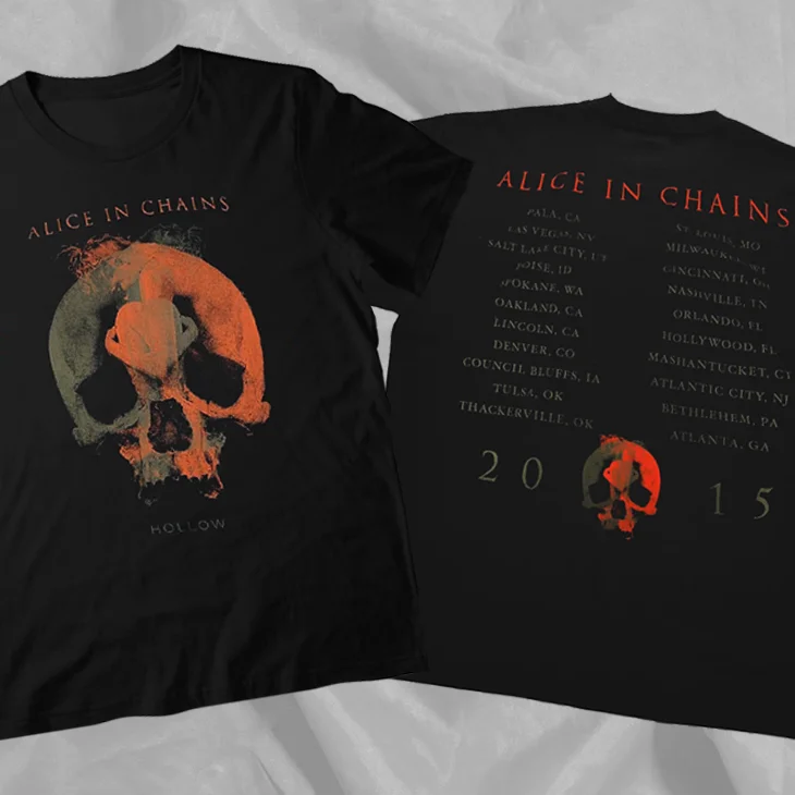 Alice in Chains Band Hollow 2015 Tour Black Double Sided T-Shirt