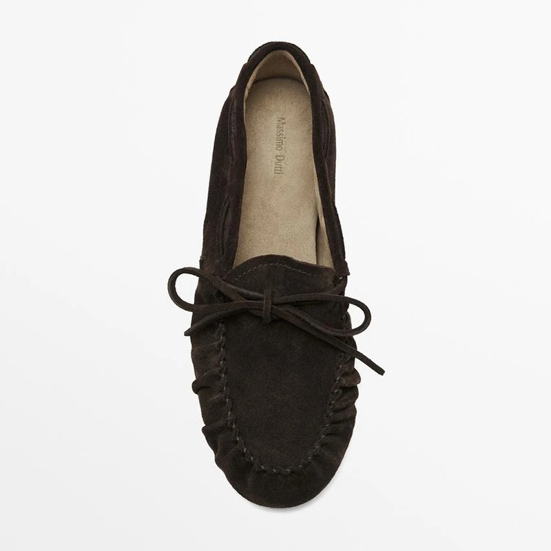 High Quality Women's Spring and Summer New Arrival Flat Folded Suede Slippers Slip-on Genuine Leather Loafers Bean Bean Shoe