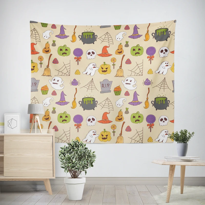 Tapiz de pared de tela grande para decoración del hogar, decoración moderna para habitación, arte estético para dormitorio, Halloween, Otoño, divertido