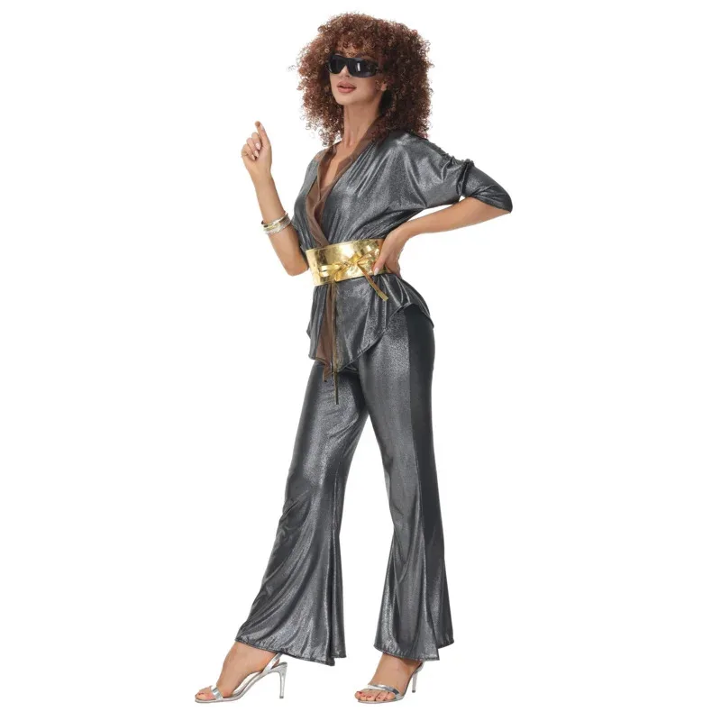 Halloween Hippie Costumes Set Adult Party Women Vintage 70s 80s Disco Stage Performance Dancing Rock Hippies Cosplay Fancy Dress
