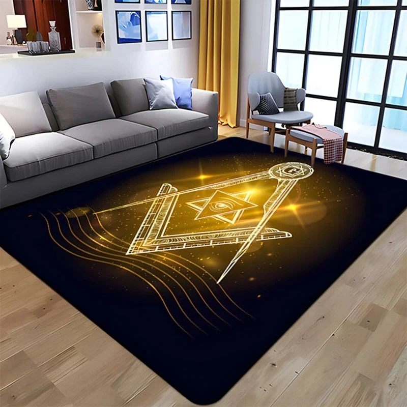 Freemasonry Carpet Masonic Rug Floor Mat Carpet Regtangle Living Room Carpet Bedroom Carpet Home Anti-Slip Carpet Door Mat