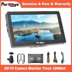 Portkeys HD7H Camera Field Monitor 7'' 1000nit High Brightness Camera Monitor with Top Shortcut Keys 1/4 Screw for Most DSLR