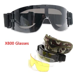 X800 Military Tactical Glasses Wind and UV Protection Sunglasses Army Hunting Air Gun Color Bullet Shooting Goggles Glasses