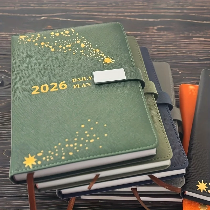 1 قطعة دفتر جلدي مغناطيسي خيار صفحة مزدوجة سميكة تقليد الجلود مكتب القرطاسية المدرسية الجدول الزمني #1