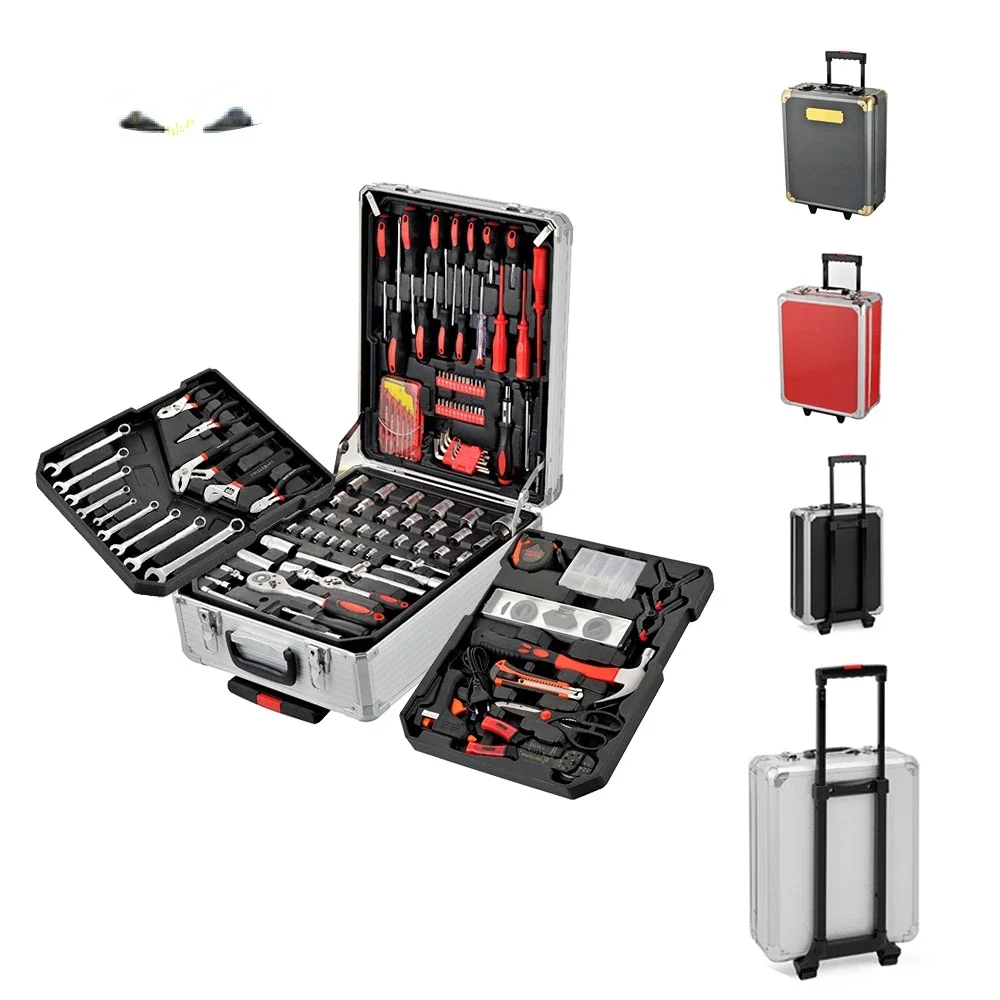 186 PCS Aluminum Suitcase Tool Box Set With Wheels For Auto Repair