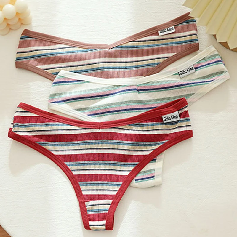 CINOON Colored Striped Women Fitness Panties Low Waist Sexy Women\'s Underwear G String Lingerie Seamless High Elastic Intimates