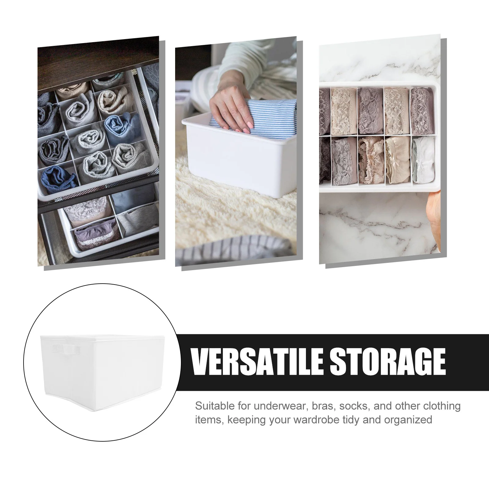 

2Pcs Underwear Storage Case Large Capacity Bra Sock Organizer Box Divided Closet Container for Clothing Accessories Wardrobe
