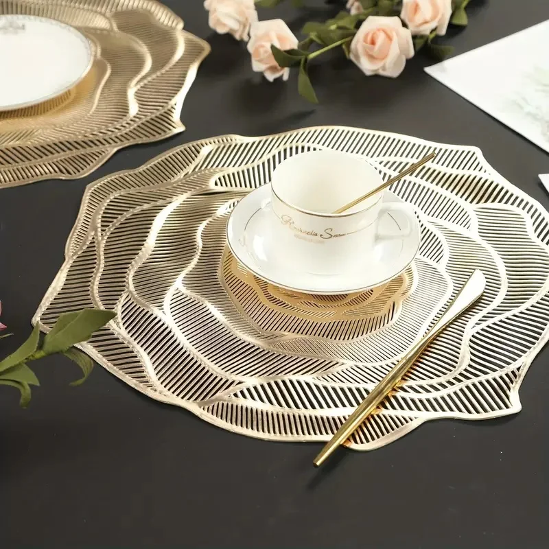 4/6 stücke Runde Tischsets PVC Wasserdicht Und Öl-proof Bronzing Serie Restaurant Isolierung Tischset Hotel Nicht-slip matte Wohnkultur