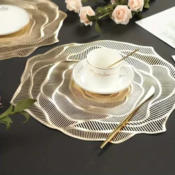 4/6pcs Round Placemats PVC Waterproof And Oil-proof Bronzing Series Restaurant Insulation Placemat Hotel Non-slip Mat Home Decor