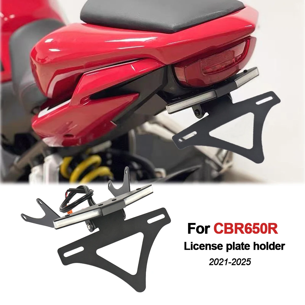 

Motorcycle Accessories Rear Tail Tidy License Plate Holder Bracket LED Light For Honda CBR 650R CB650 R 2021 2022 2023 2024 2025