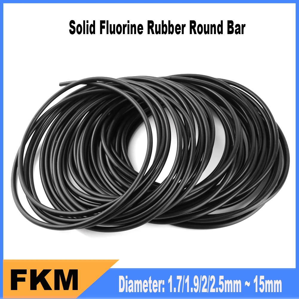 

Fluorine Rubber Solid Strip Black FKM O-Ring Fluororubber Round Strips Dia1.7/ 2/2.5/3 -15mm Not Foaming Viton Bar Sealing Strip