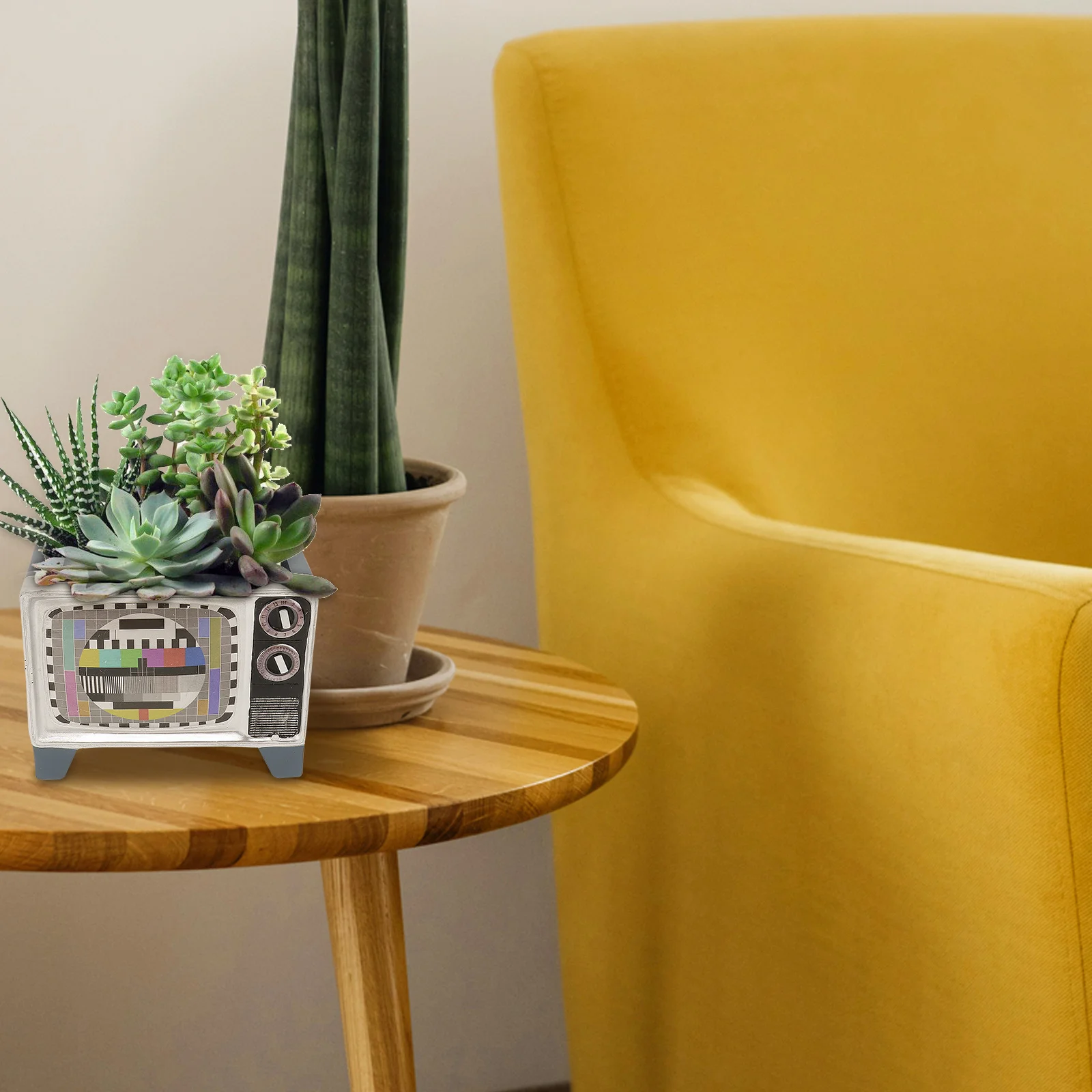 

1Pcs Creative Television Style Flowerpot Strong Resin Material Space Saving Window Sill Planter Retro Home Garden Decoration