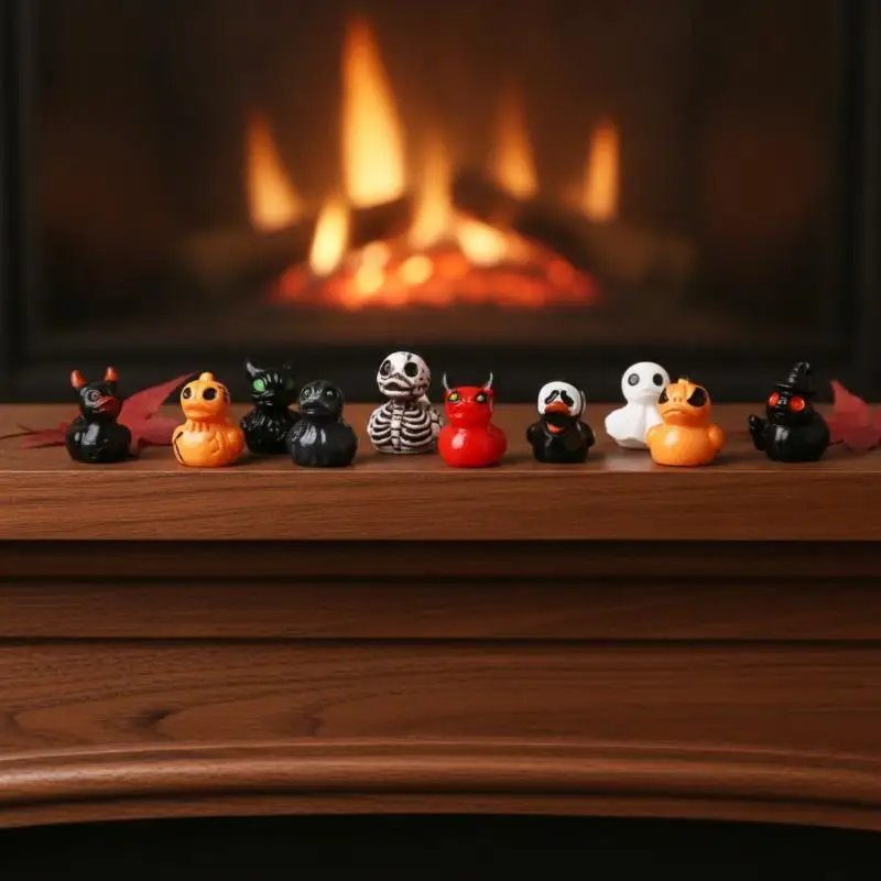 10 Stück Mini-Halloween-Entenfiguren aus Kunstharz, Niedliche Tischdekoration für Feiertage, Partys, Garten, Schreibtisch und Heimdekoration – Detail 1