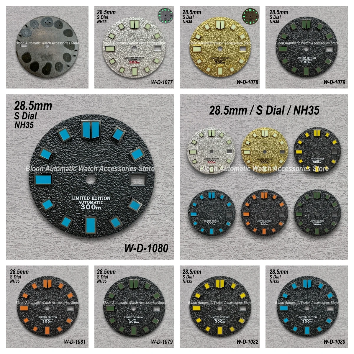 Esfera de buceo NH35 con logotipo S de 28,5mm, adecuada para movimiento NH35/NH36/7S, verde/sin luminoso, accesorios de modificación de reloj de alta calidad
