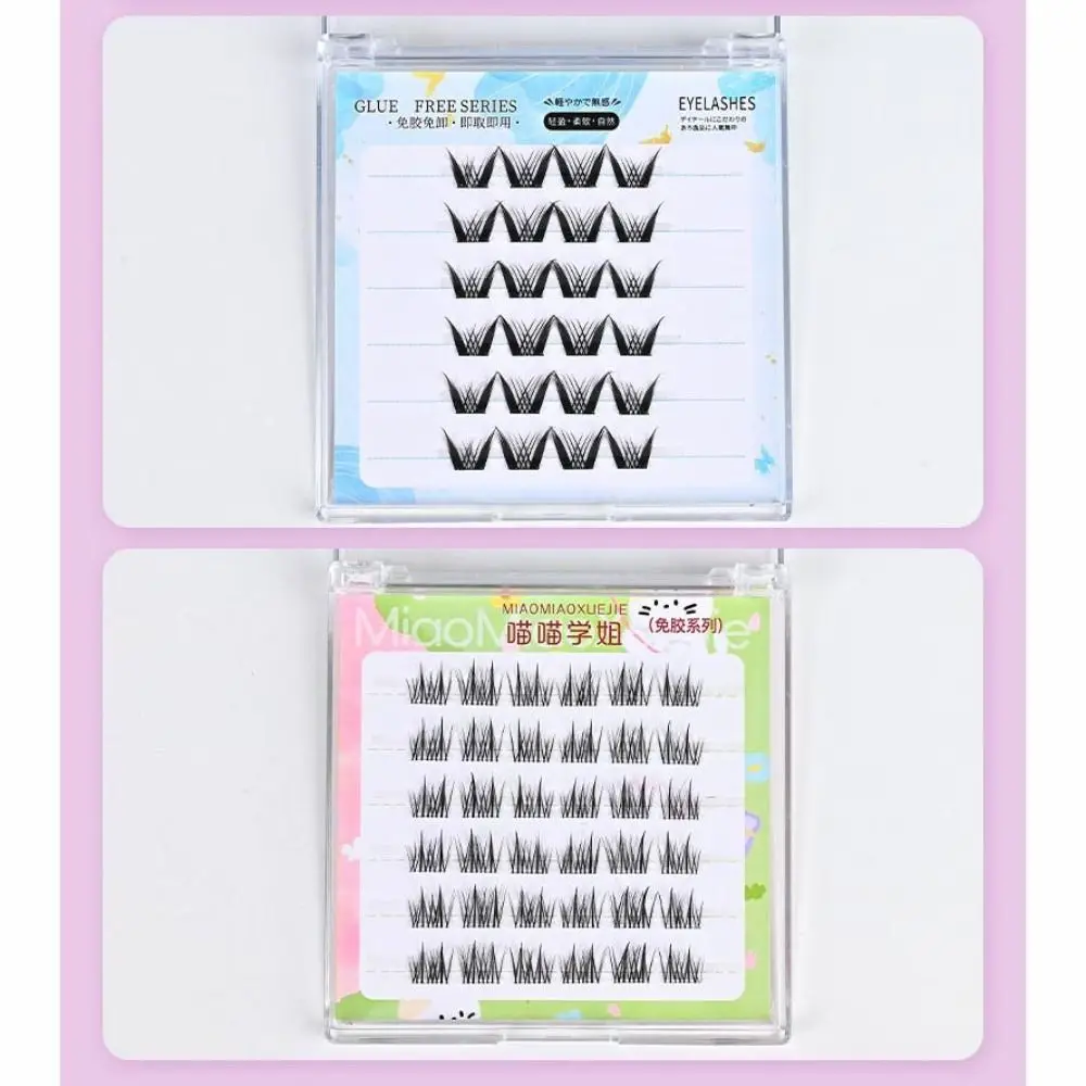 Mit Gelee-Klebestreifen, 3D-Falsche Wimpern, kleberfrei, Anime, Cosplay, Manga-Wimpern, mehrere Stile, nacktes Make-up