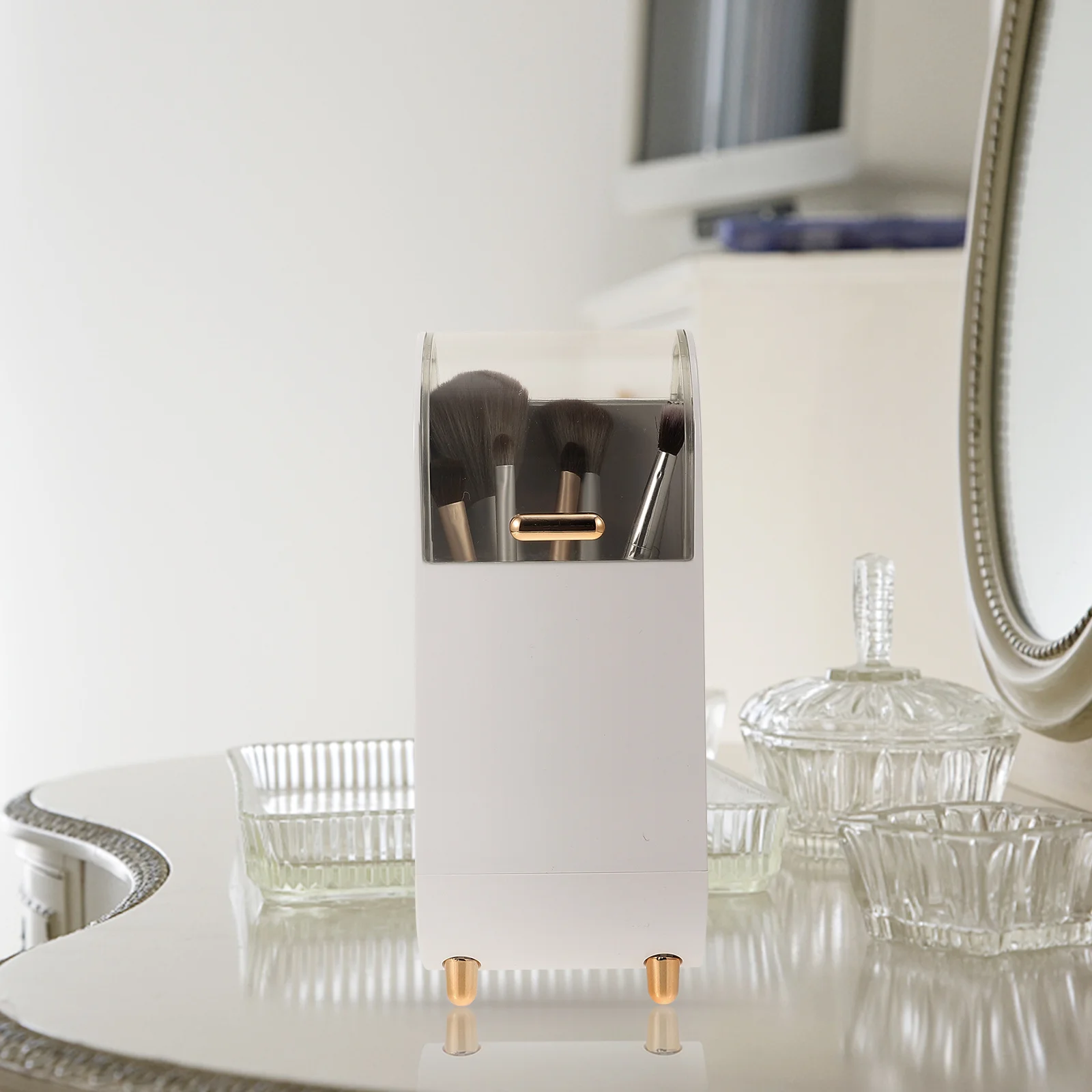 1Pcs Makeup Brush Storage Bucket Brush Holder ABS Plastic Eyebrow Pencil Organizer Desktop Beauty Storage Box