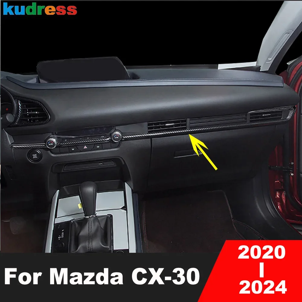

Для Mazda CX30 CX-30 2020 2021 2022 2023 2024 углеродное волокно, центральная консоль автомобиля, панель приборной панели, отделка, аксессуары для интерьера