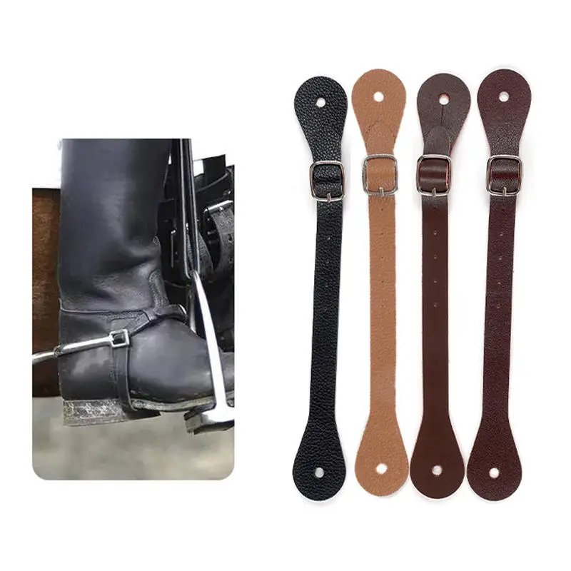 Correas ajustables para espuelas ecuestres, soportes para espuelas de cuero PU para equipo ecuestre, equipo de equitación, 2 uds.