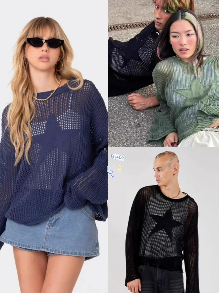 

Длинный вязаный свитер с Jaded London Star, круглый хлопковый свитер Ne ex, удобная посадка, корейская офисная одежда