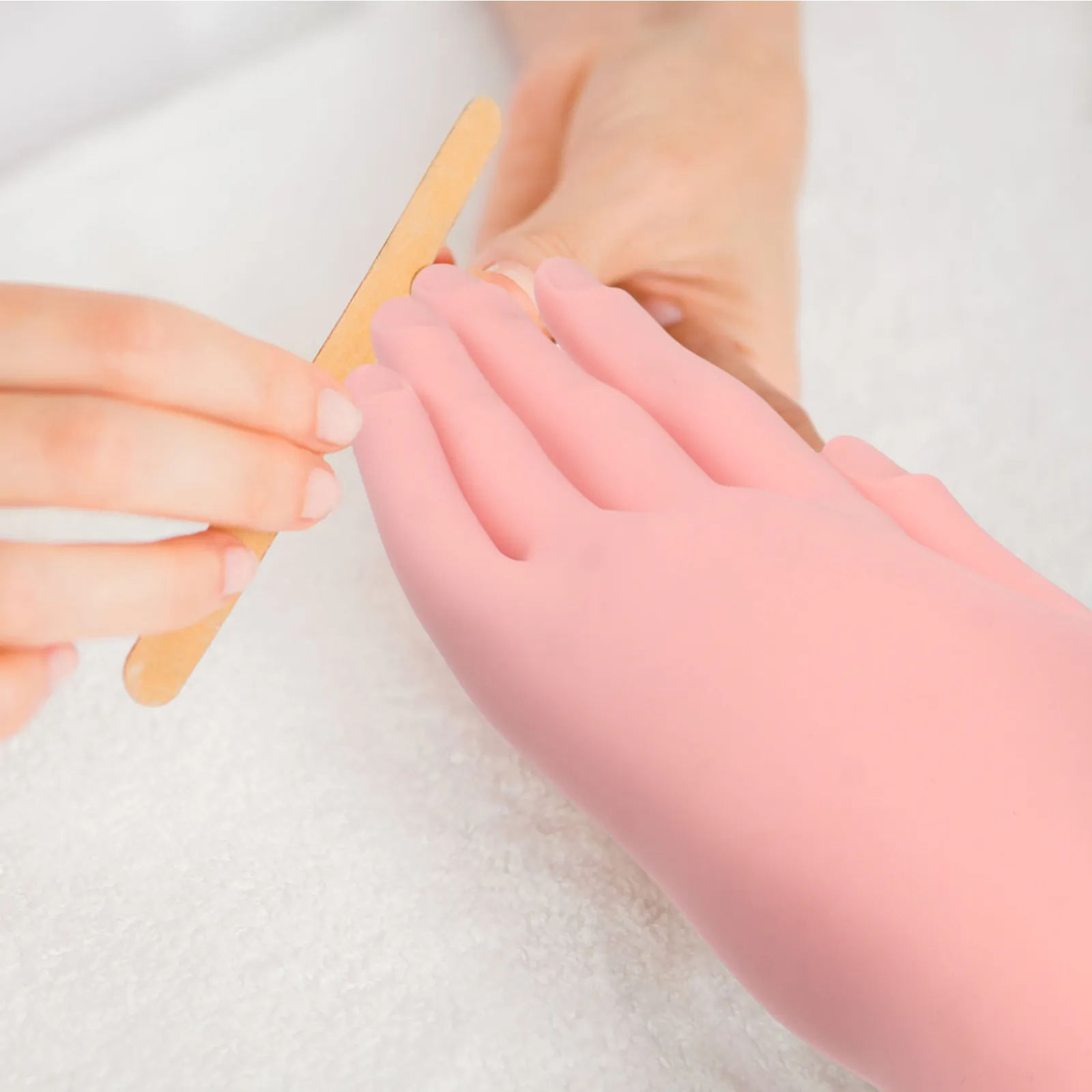 Nail Art Practice Hand with Bendable Fingers for Manicure Training, Insertable Nail Tips, White Stand
