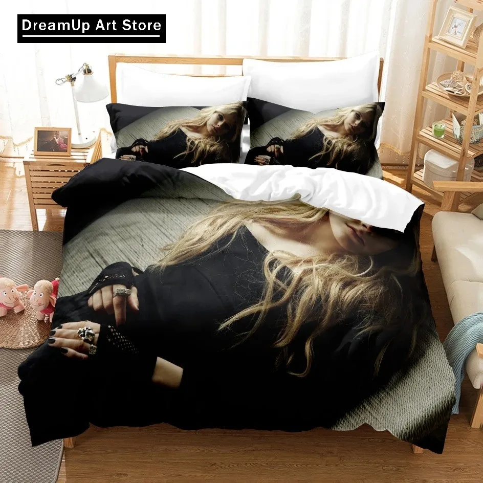 3D Printed Avril Lavigne Bedding Set Cute Quilt Cover Bed Cover With Pillowcase Twin Single Queen King Size Boys Adult Home