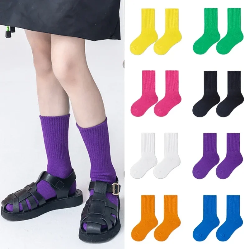 Children Fashion Mid Calf Long Socks Boys Girls Spring Autumn Striped Socks Baby Kids School Student Uniform Socks Sport Clothes