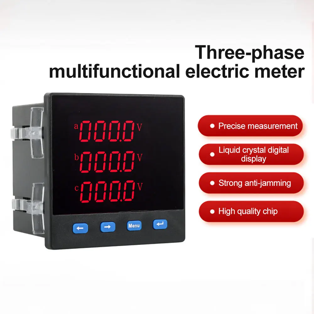 AC 220V LED 3 Phase Digital Voltmeter Ammeter MultiFunction Voltage Current Power Frequency Meter RS485 Communication