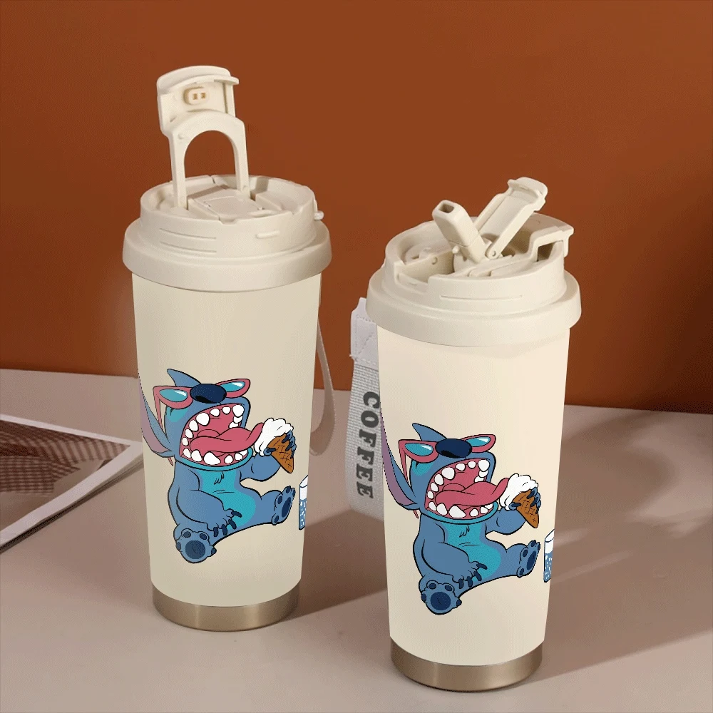 

Lilo&stitch Portable Coffee Cup Large Capacity Women Straw Cup Disney Lilo & Stitch Anime Outdoor Sports Fitness