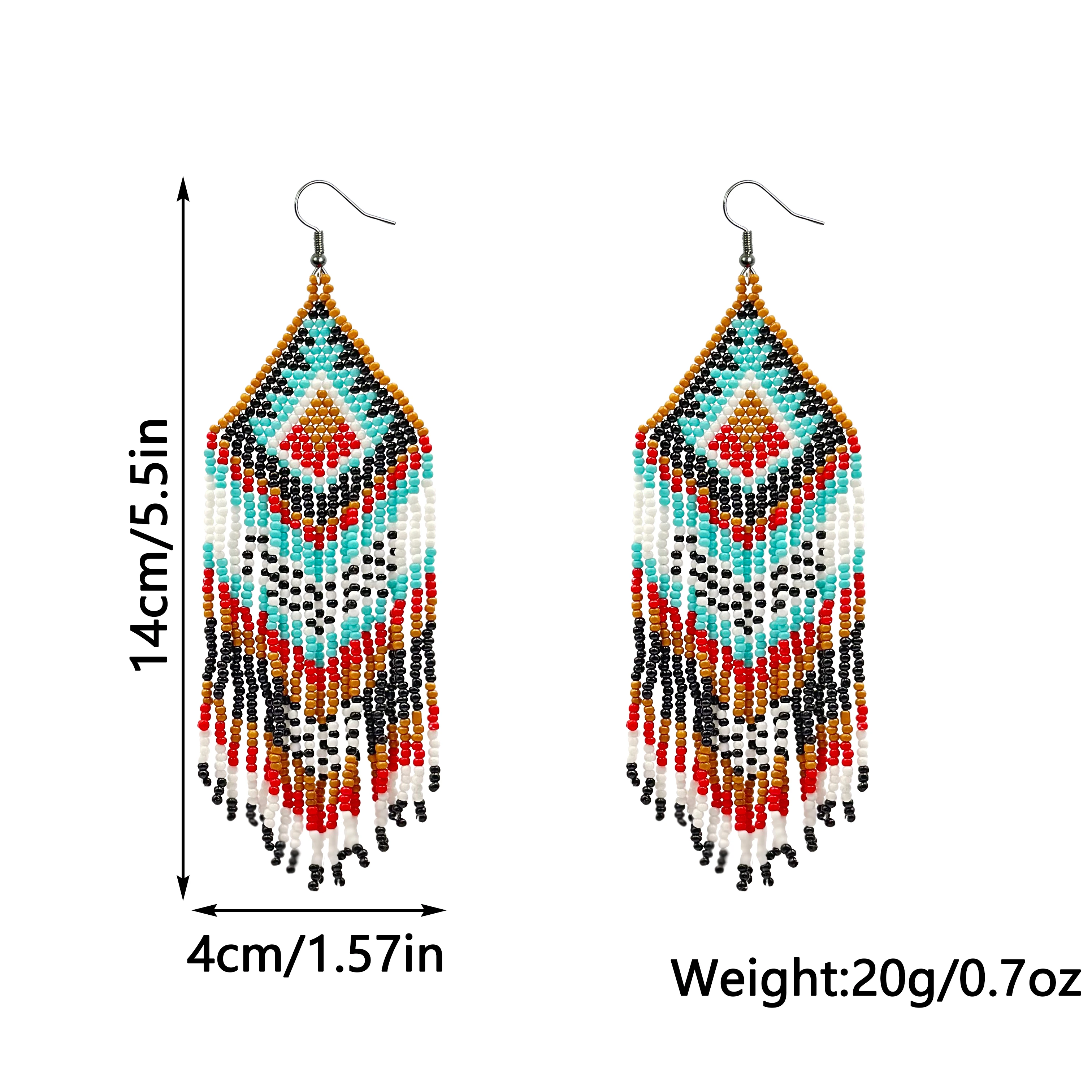 Bohemian style geometric tassel earrings tribal style earrings