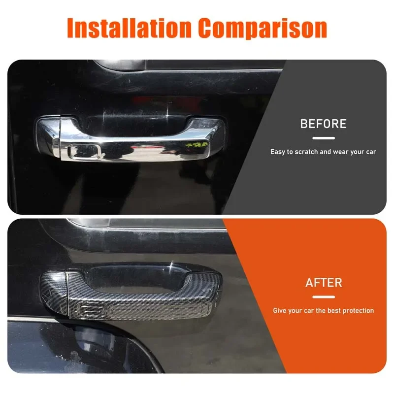 For Hummer H3 2005-2009 ABS Carbon Fiber Car styling Car Exterior Handle Cover Decorative Sticker Car Exterior Accessories