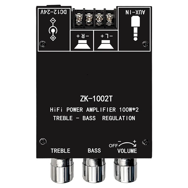 Reliable-ZK-1002T Bluetooth-совместимый усилитель HIFI 2,0 канала 100Wx2 Регулировка аудиомодуля Плата усилителя сабвуфера, ZK-10