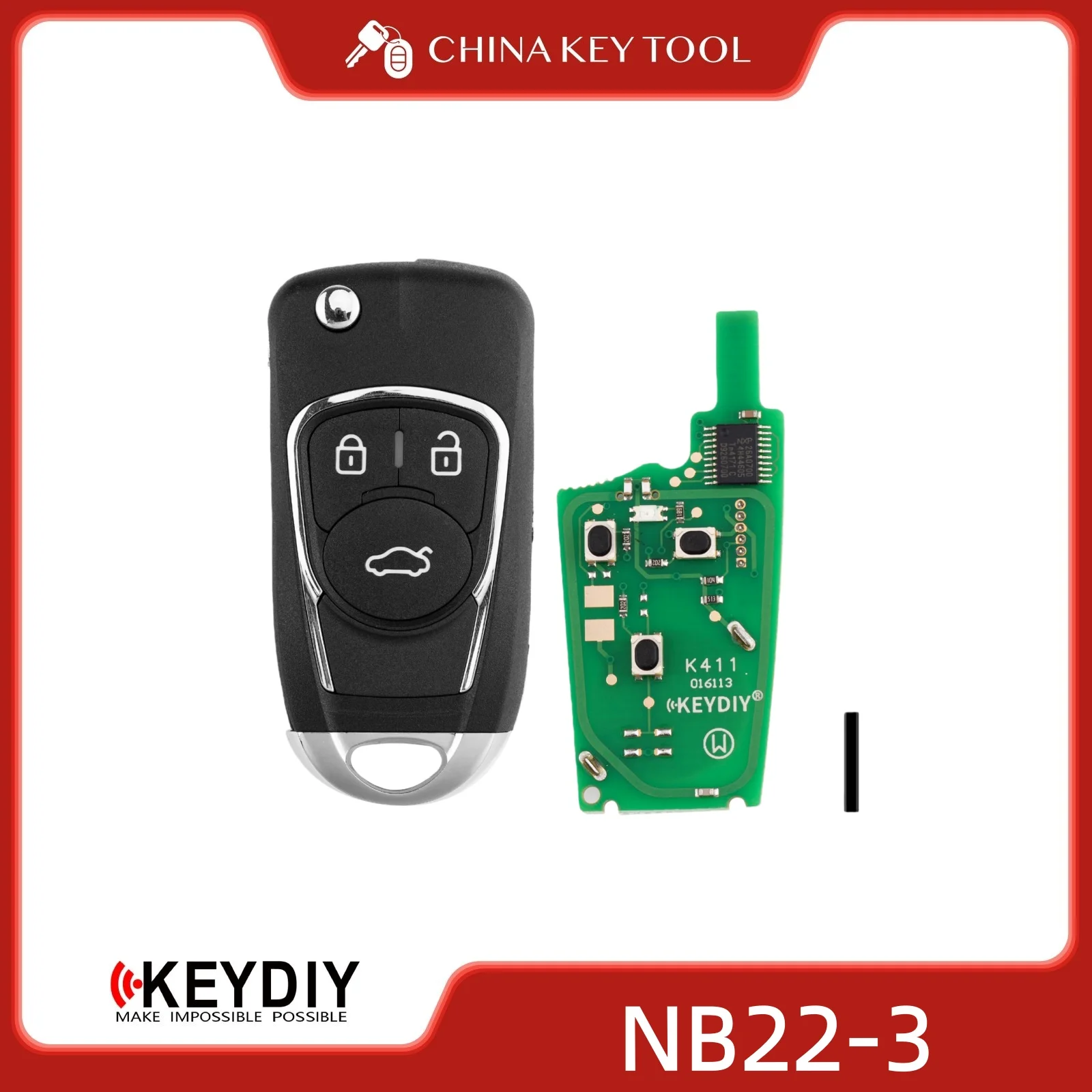 KEYDIY KD NB22-3 PCF Universal Flip Remote Key 3 Buttons Compatible with Buick Type
