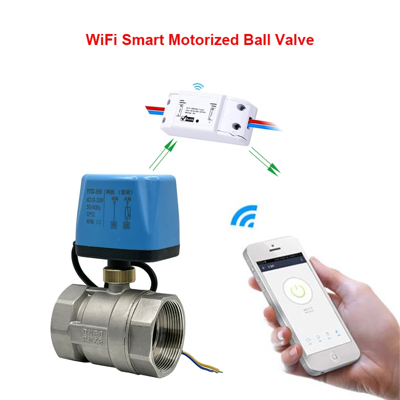 Tuya WiFi Smart Motorized Ball Valve Stainless Steel Timing Smart Switch Water Smart Life Control Support Alexa Google Home 220V