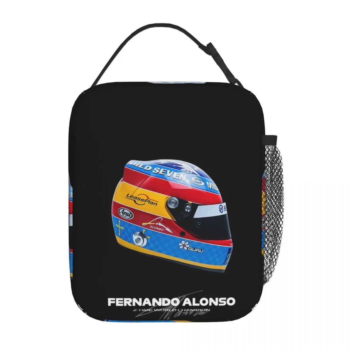 Fernando Alonso Helmet Insulated Lunch Bag for Women Kids Portable Food Boxes Thermal Lunch Box Tote