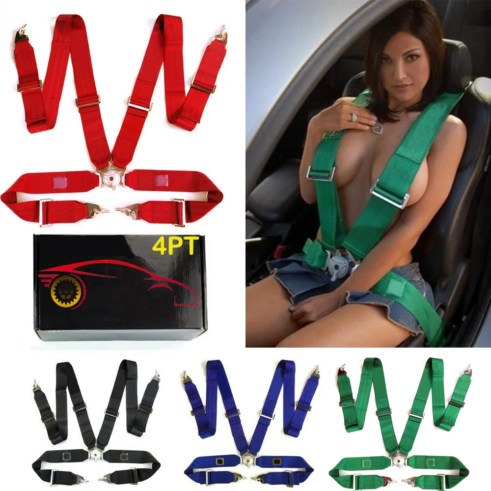 4 Point Safety Harness Modified Car Seat universal Racing Snap-On Seat Belt Harness Safe Shoulder Strap Adjustable