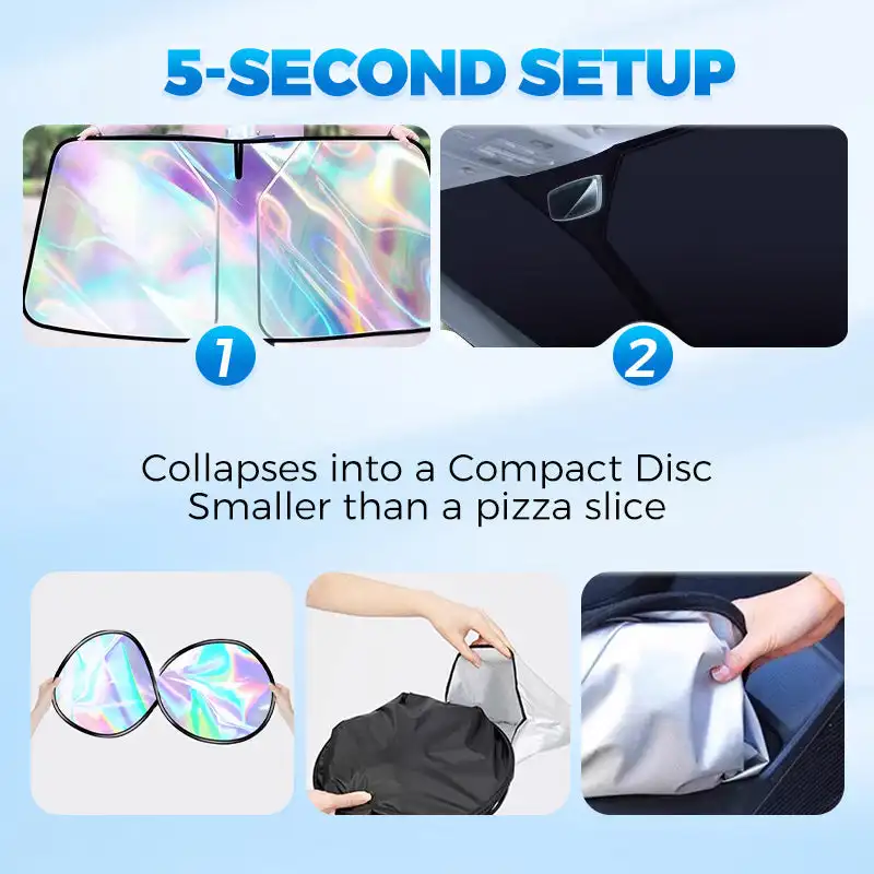 مظلة السيارة للزجاج الأمامي طوي الليزر ظلة الصيف الشمس حماية العزل الحراري الأشعة فوق البنفسجية راي الزجاج الأمامي ظلة لوحة #6