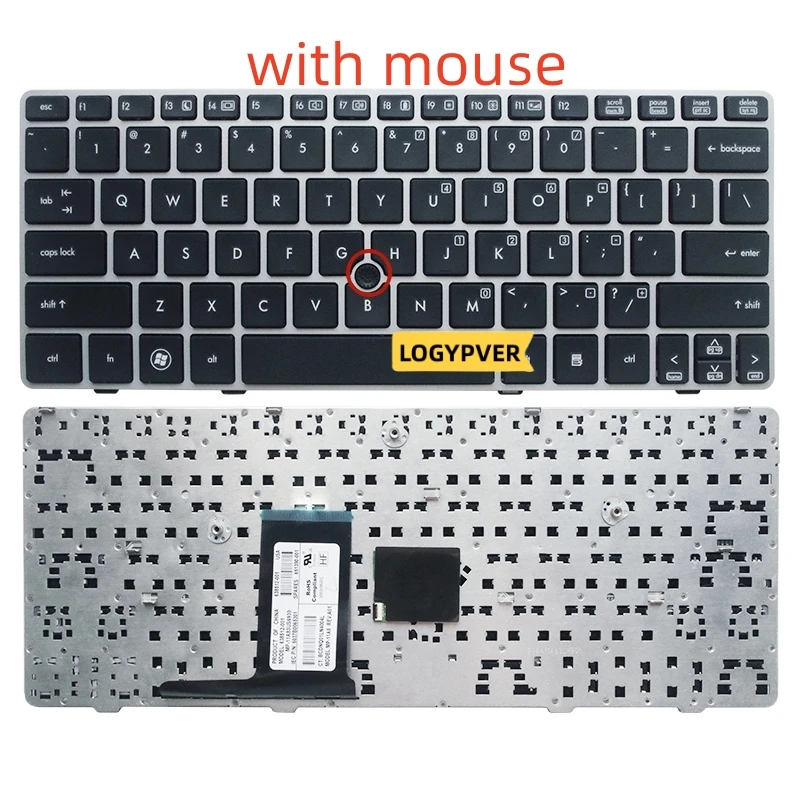 US English Keyboard For HP EliteBook 2560 2560p 2570 2570P Laptop Silver with Mouse