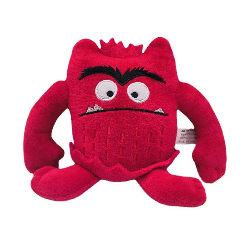 High-quality set of 6 plush toys of emotional little monsters. Colorful cartoon monster soft dolls. Children's festival gifts.