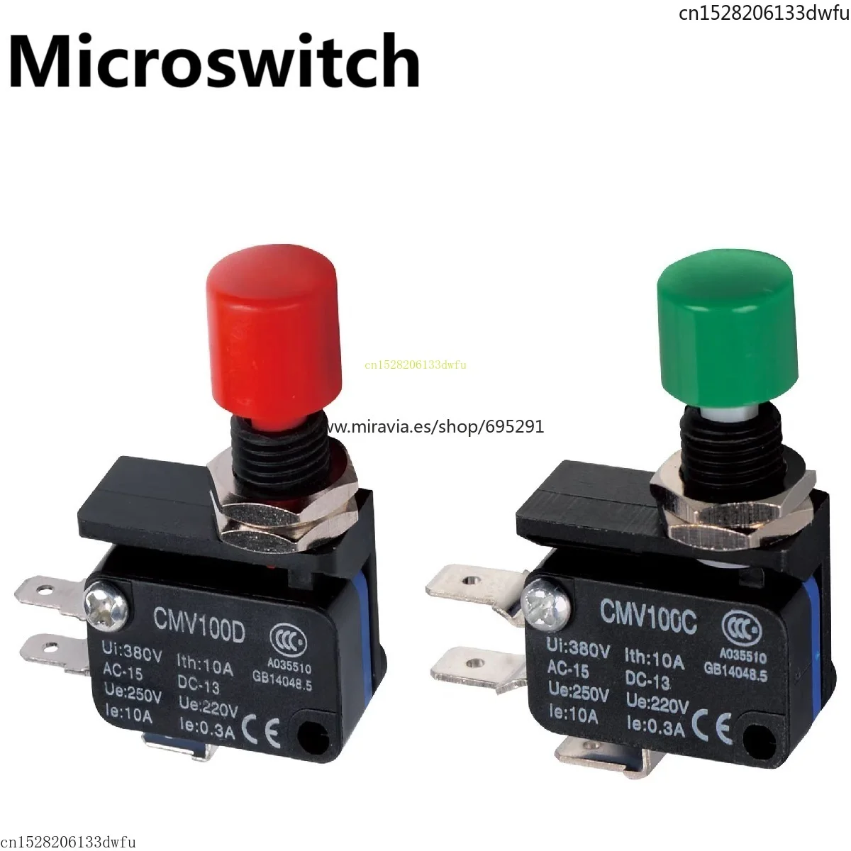 Button with Small Micro Switch CSAQ-D Normally Open and Normally Closed Small Limit Device Green Red Micro 3-pin