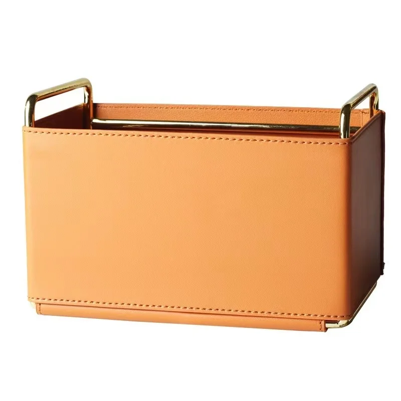 High-end Fashion Leather Storage Box Household Living Room Bedroom Office Desktop Remote Control Cosmetics Sundries Pen Holder