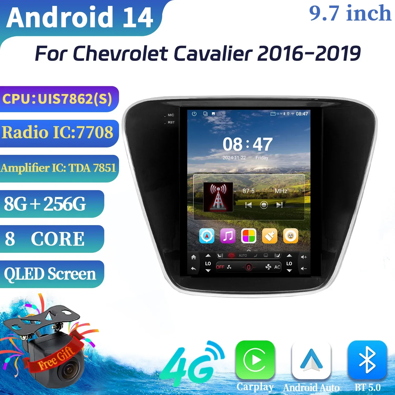 

9.7inch Android 14 Car Radio Multimedia For Chevrolet Cavalier 2016-2019 Navigation Wireless BT Carplay Stereo Head Unit Screen